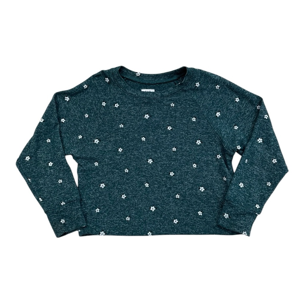 Gap Kids Green Knit Floral Print Long Sleeve Top Girls XS 4-5